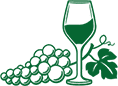 Logo Piguet Chouet - Un verre et une grappe de raisin entremêlés en vert