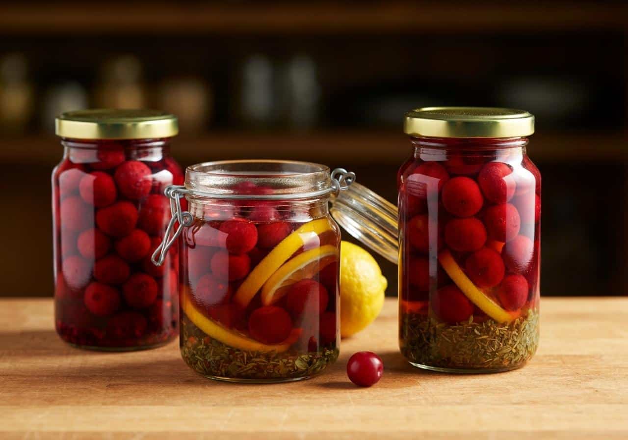 Bocaux en verre avec fruits en macération alcool