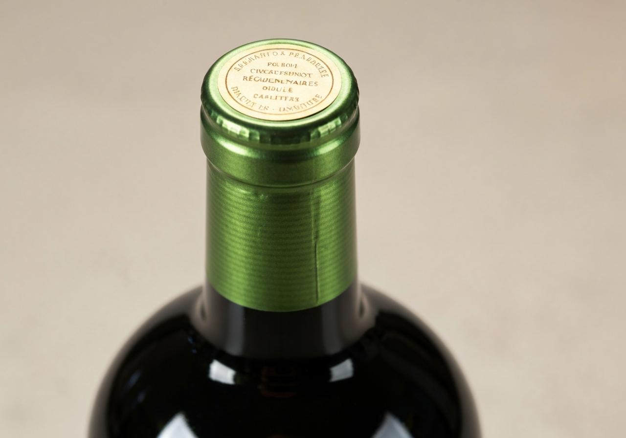 Capsule colorée sur goulot de bouteille de vin en gros plan