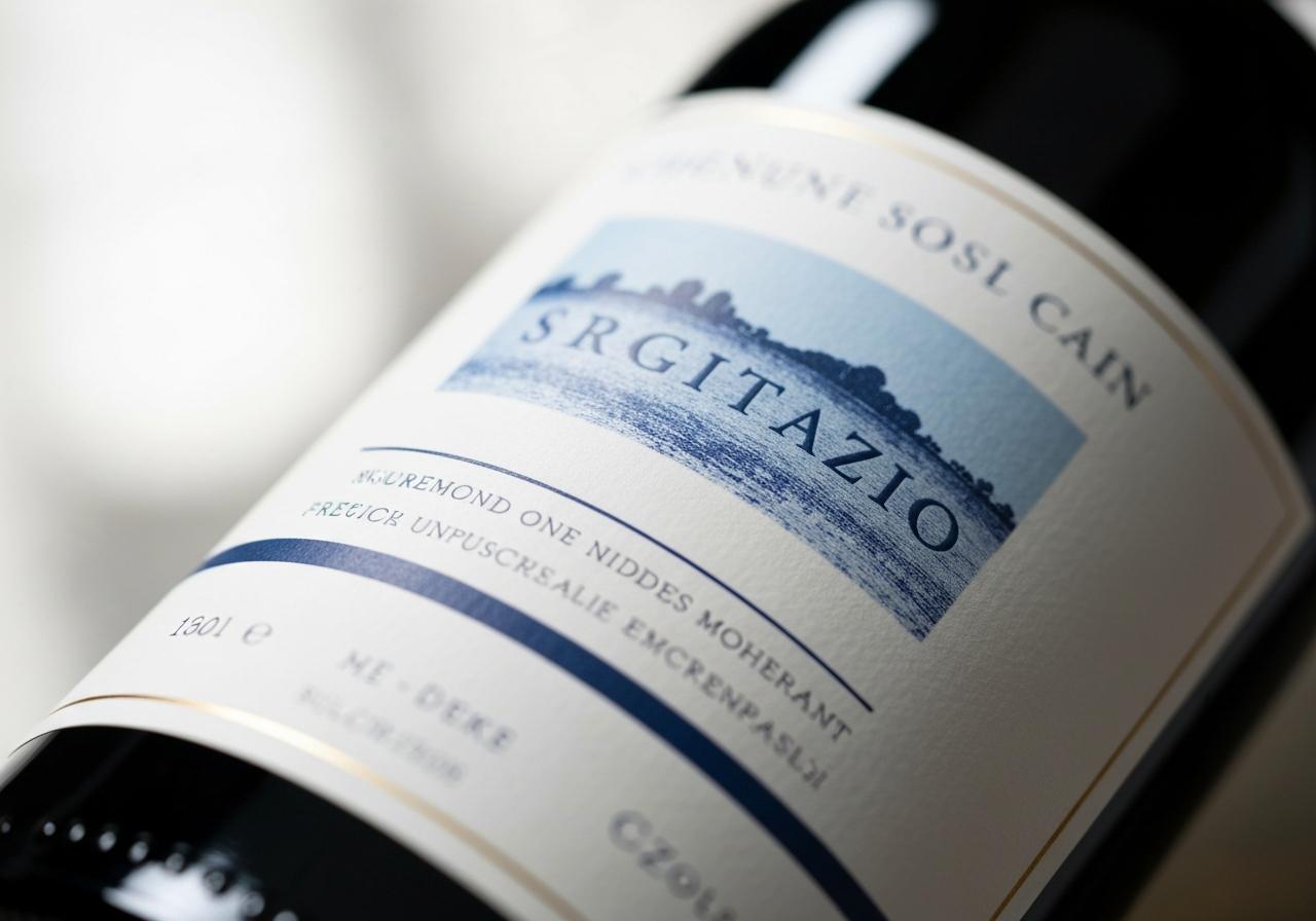 Contre-étiquette d'une bouteille de vin rouge avec notes aromatiques