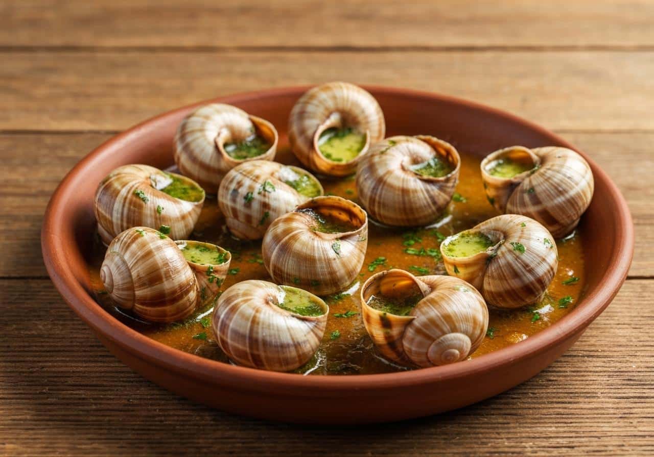 Assiette d'escargots à la bourguignonne en coquilles