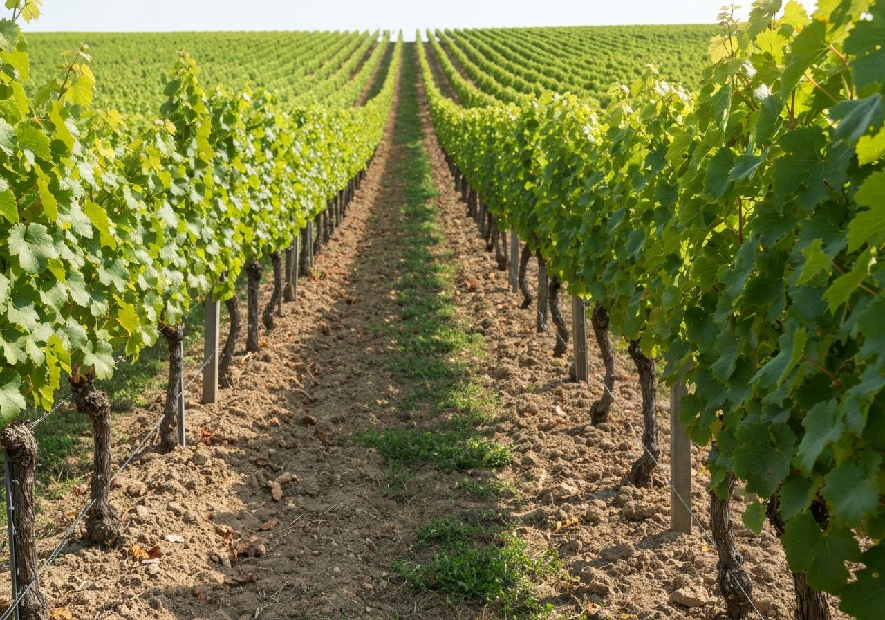 Vignes de Pinot Noir en Alsace sur coteau calcaire ensoleillé