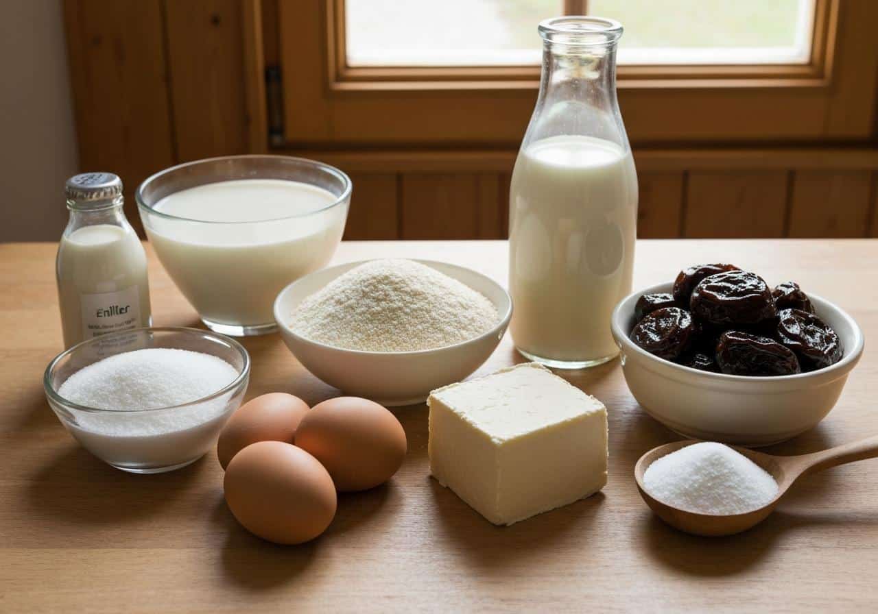 Ingrédients far breton pruneaux beurre salé farine oeufs