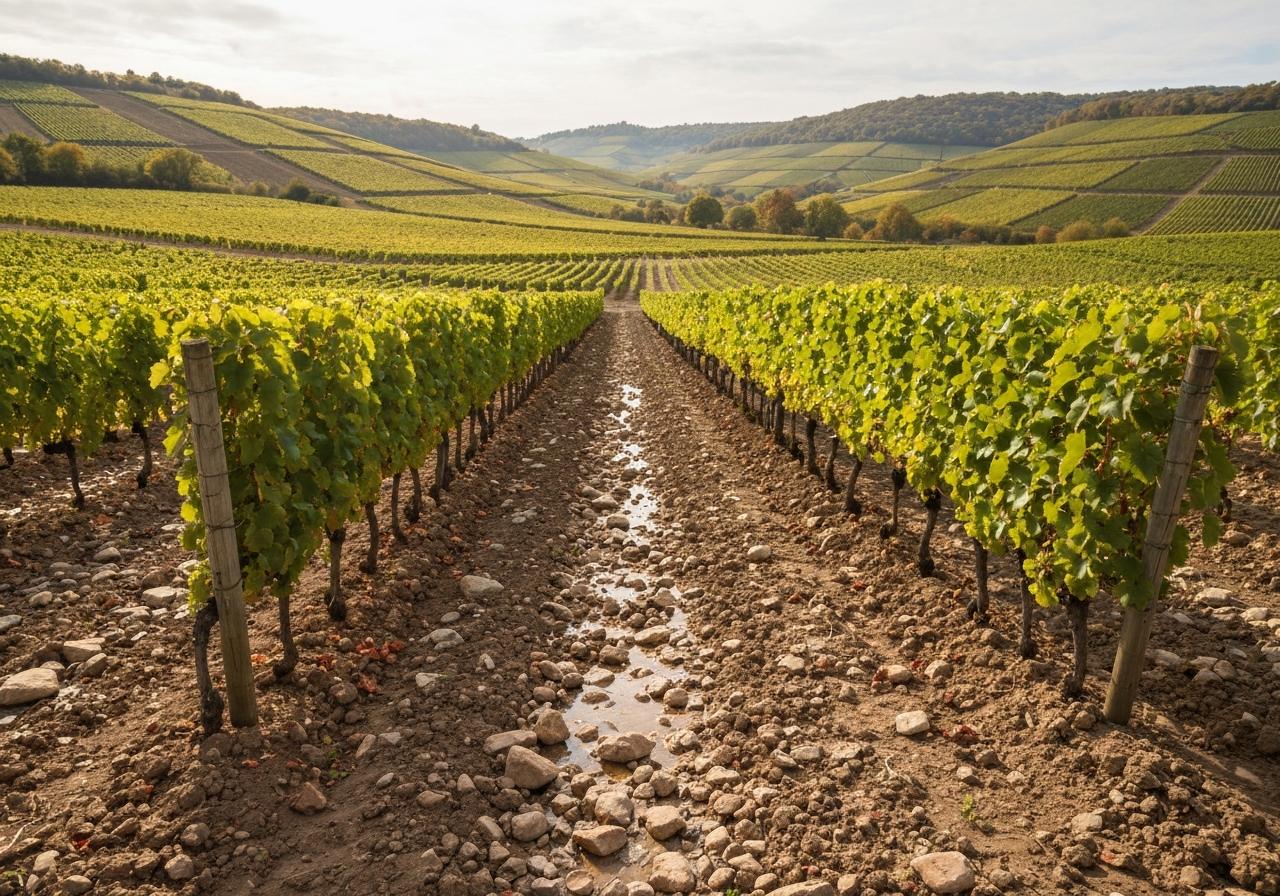 Vignes de Chardonnay sur sols argilo-calcaires en Bourgogne
