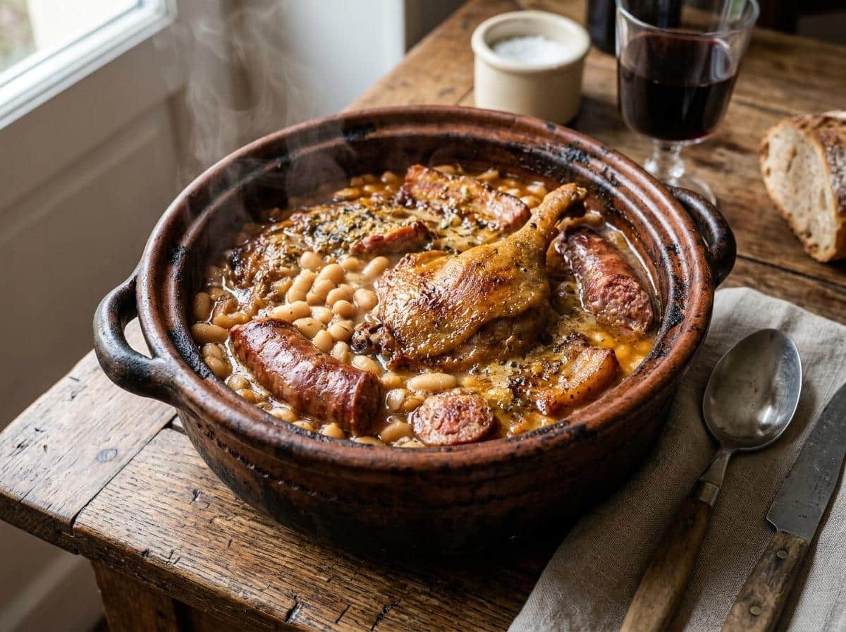 Cassoulet mijoté dans sa cocotte en terre